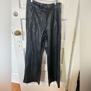 Maeve Women's Black Leather Flare Pants